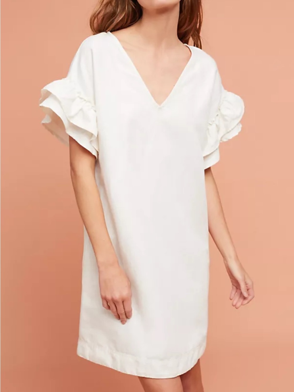 Maeve “Lottie” fluttered sleeve Shift Dress- Linen & Cotton -small